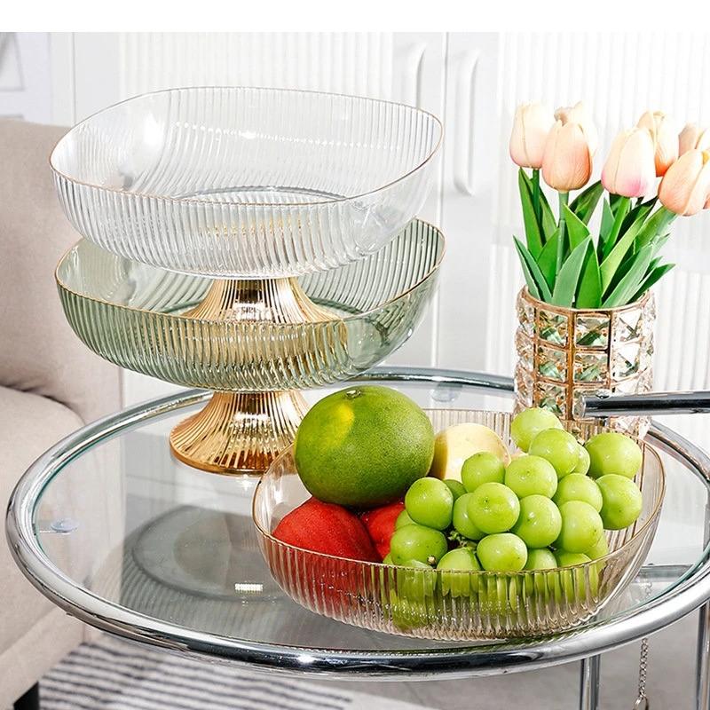 Plastic Fruit Plate High Foot Living Room Table Top Candy Nut Snack Decoration Household Food Storage