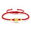 Pure Gold 999 Zodiac Red String Bracelet with Luck Beads for Baby's Full Moon or New Year