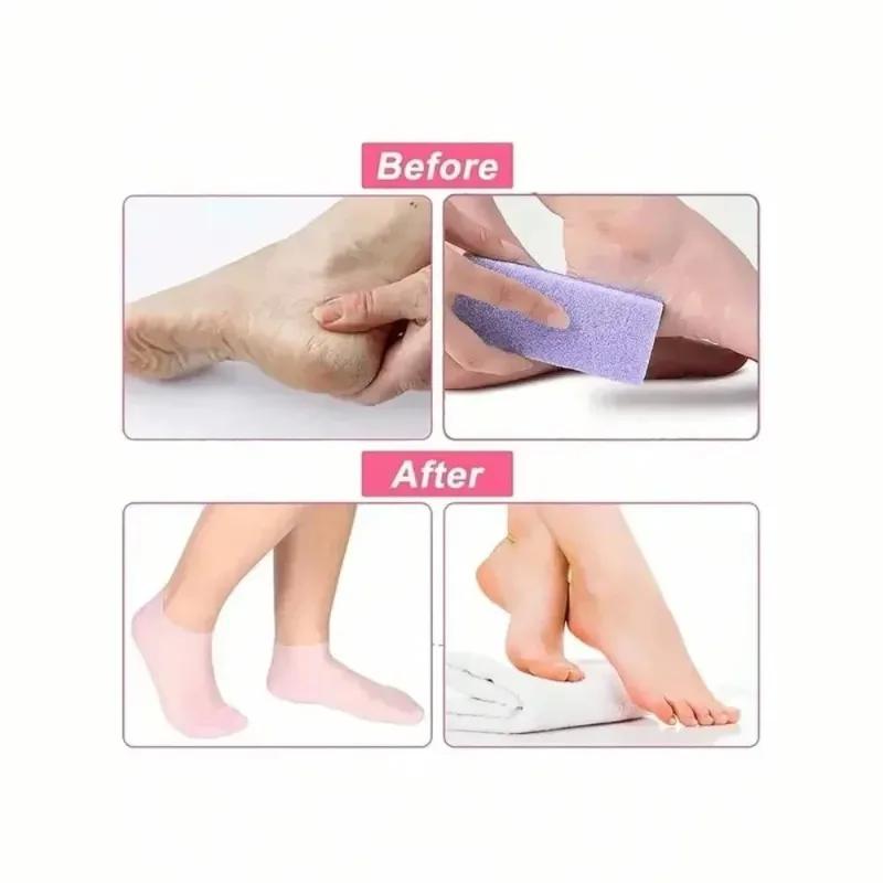 1Pair Socks Exfoliating Moisturizing Anti Dry Cracked Plantar Protection Socks Silicone Socks Foot Skin Care Elastic Socks