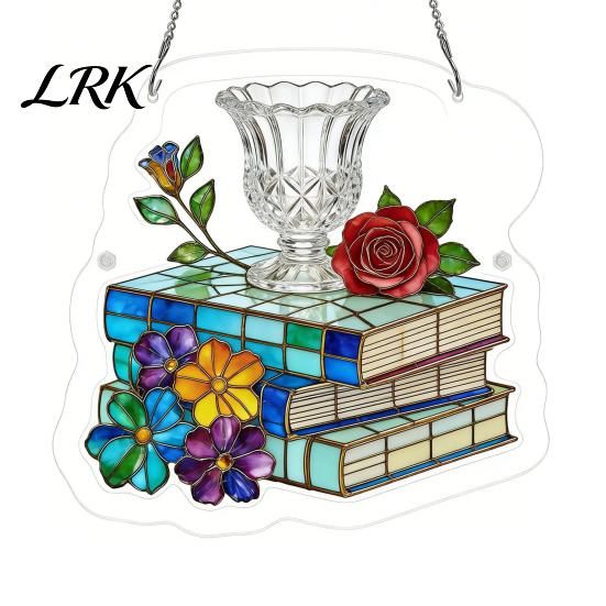 Healing Light Shadow Decor Suncatcher Puzzle Pendant, Durable Acrylic Window Hanging, with 3D Wavy Book Style Hanging Pattern, Stained Glass