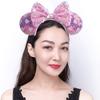 Sequin Mouse Ears Headband with Bow Snowflake Glitter Hair Hoop Cute Party Hair Accessory for Kids Women