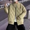 Men's Diamond Quilted Cotton Bomber Jacket - Versatile Hong Kong & College Style Winter Outerwear