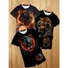 Boys' Fashionable 3D Printed Casual Pullover, Short Sleeved Shorts Set
