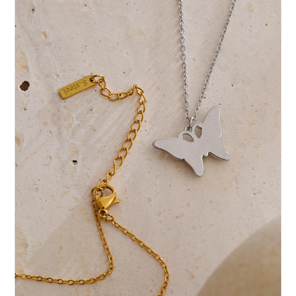 Eetit 2025 Shell Butterfly Pendant Necklace for Women Stainless Steel Korean Collar Fashion Waterproof Jewelry Gift