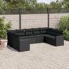 VidaXL Garden Lounge Set 9 Pcs with Cushions Black Wicker 3219385