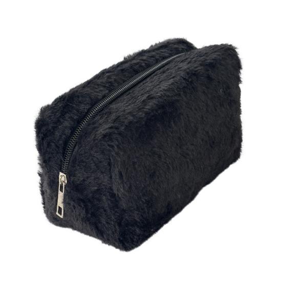 Plush Cosmetic Bag Portable Travel Makeup Bag Fuzzy Toiletry Bag for Women Skincare Products Makeup Brushes