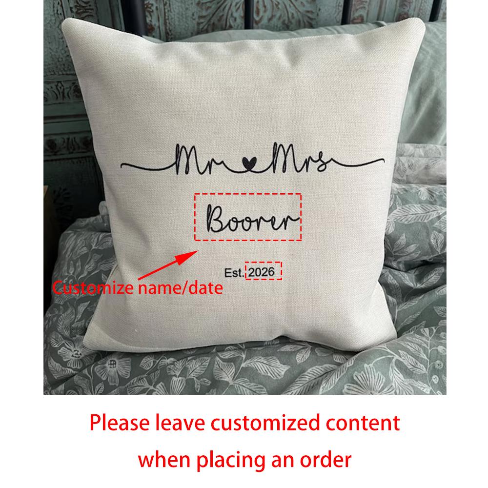 

Personalised Cushion Mr & Mrs Wedding Anniversary Gift Bridal Shower Bachelorette Party Bedroom Sofa Livingroom Decor Present 1pcs45x45cm чёрный