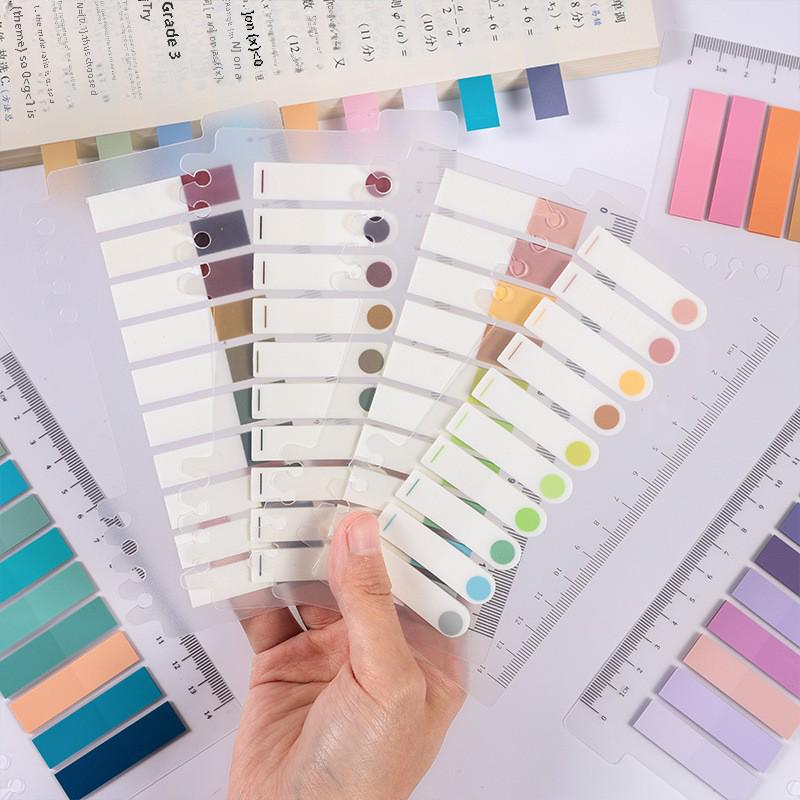 Colorful Transparent Morandi Ruler Index Stickers - Writable Classification Labels & Sticky Notes