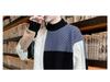Men's Plus Size Color Block Sweater - Loose Fit, Korean Style, Round Neck Pullover for Autumn and Winter