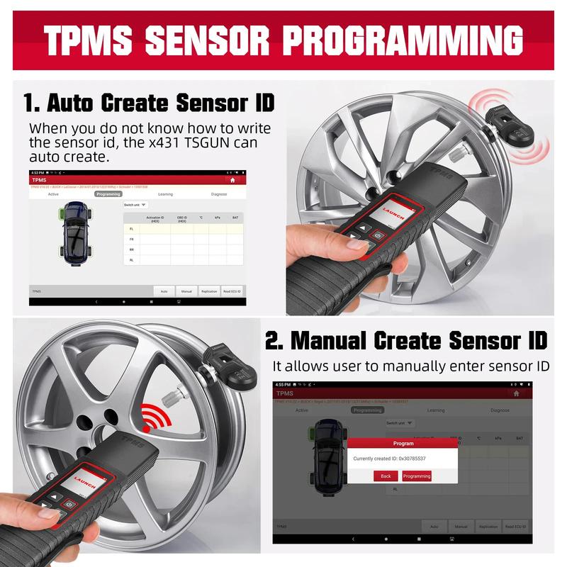Launch X431 TSGUN TPMS 315/433 MHZ 2in1 RF-Sensor X-431 TSGUN Car Tire Pressure Sensor Detector Programming Diagnostic Tool
