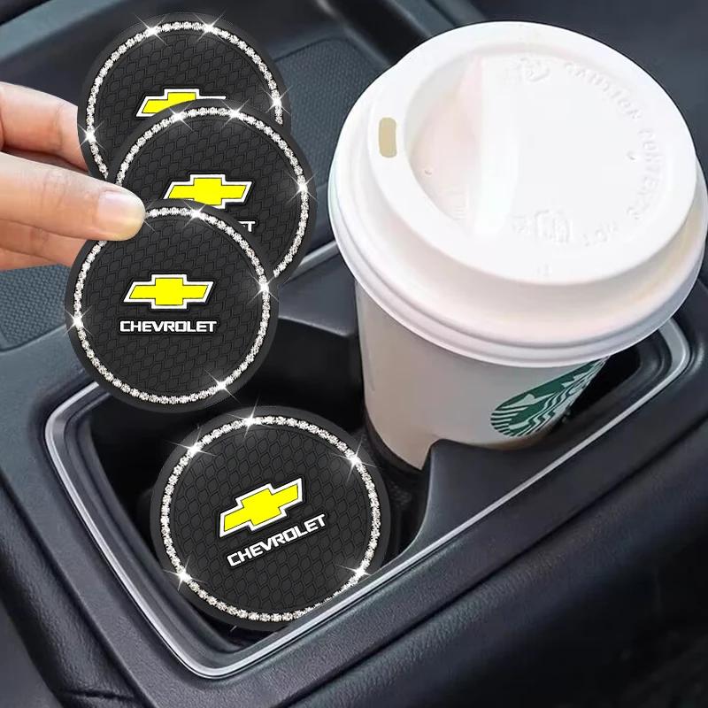 Dbmxsr1 1/2Pcs Car Non-slip Water Cup Pad Diamond Rhinestone Bling Decoration For Chevrolet Colorado Cruze Spark Captiva Malibu Aveo