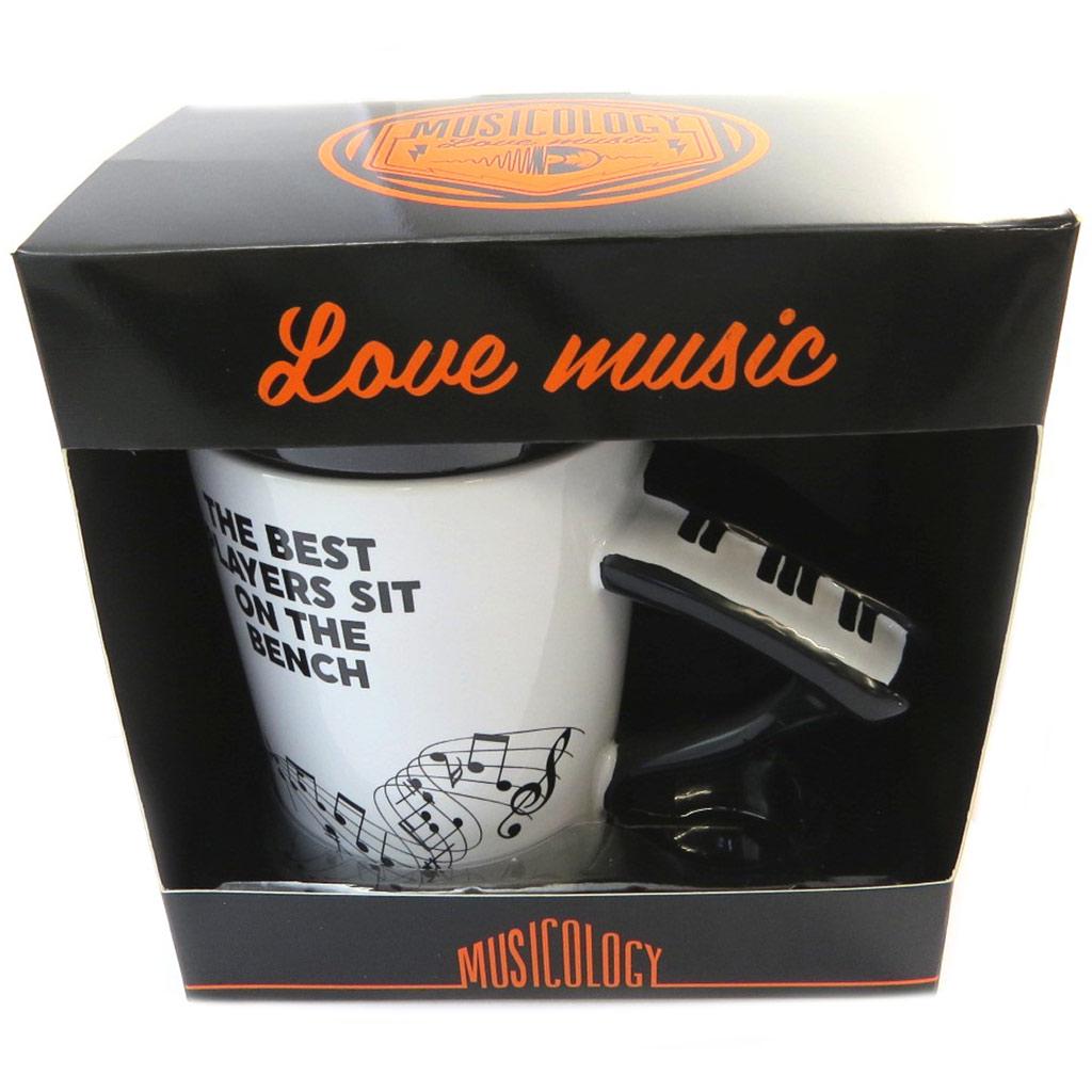 Les Trésors De Lily [P4177] - Ceramic Mug 'Musicology' White Black (Piano) - 13. 5x12. 5cm