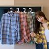 Camicie a quadri larghe semplici vintage primaverili da donna, moda a maniche lunghe, taglie forti, casual, camicette da donna, monopetto, slim, da ufficio, da donna, 26107