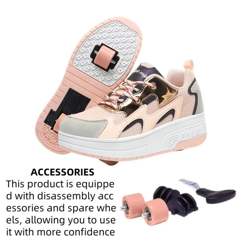 Dámské dvoukolečkové kolečkové brusle Módní dívčí tenisky s kolečky Zatahovací Dvojí účel Dětské Sportovní boty na bruslení