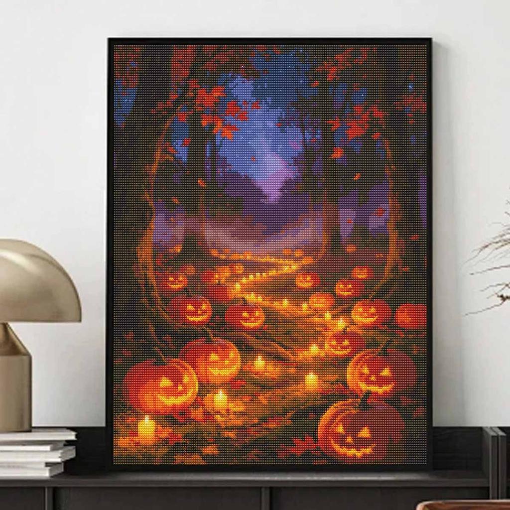 Halloween Diamond Painting Kit Handmade Diy Painting Home Decoration Painting Pumpkin Forest Night Art Craft Set for Wall Decor