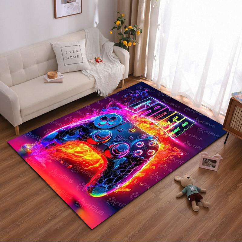 

Cool Gamer Controller Rug with Fire Effects Suitable for use as an anti-slip game mat for living room and bedroom sofas 40x60cm( 15x23in )
