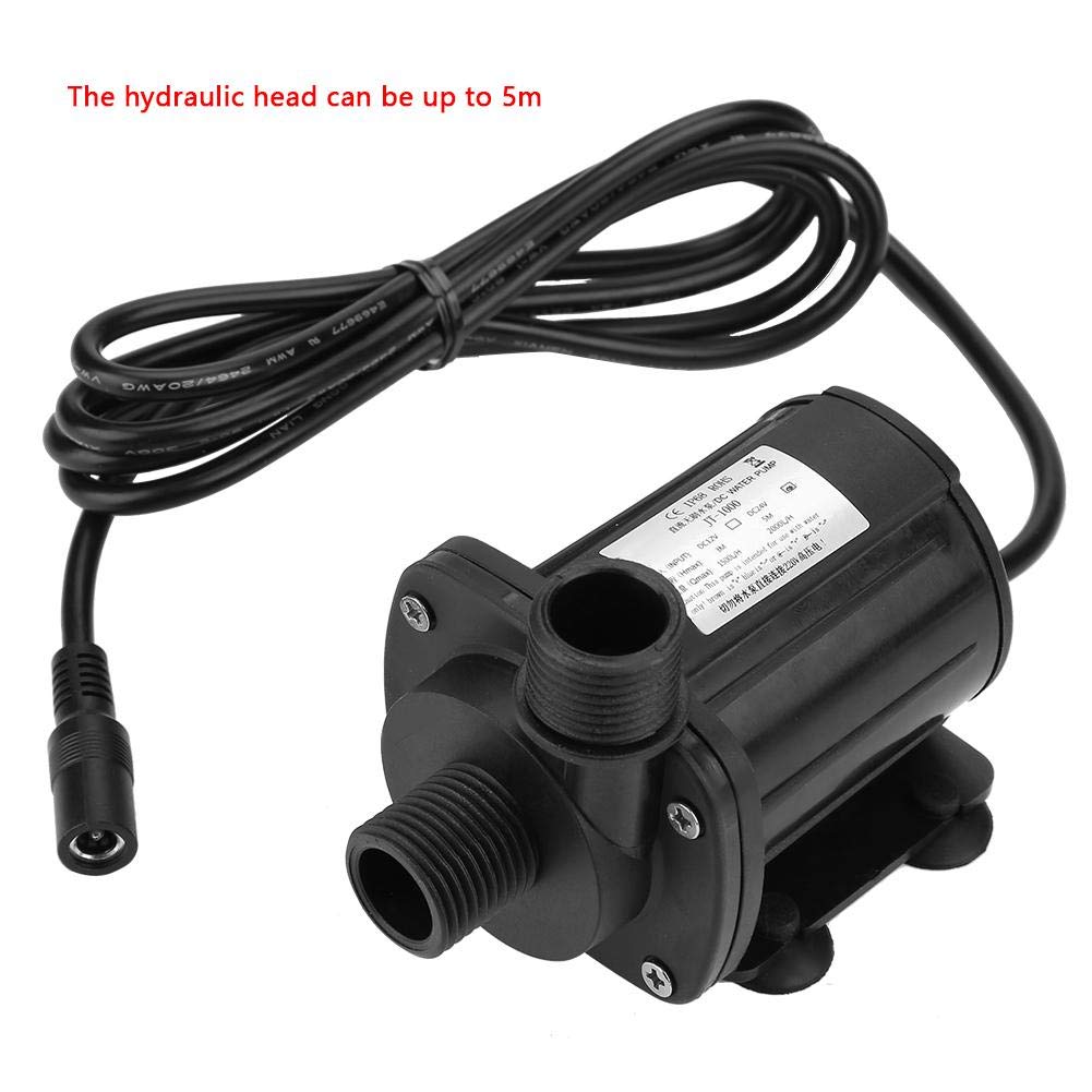 JT-1000B-12 Submersible Pump, DC 12V Brushless Water Pump, 5M Head, Low Noise, Drainage Pump, Practical Boost Pump, for Hydroponics