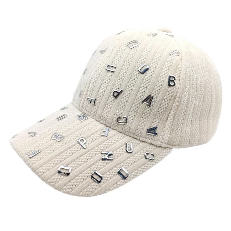 

Stylish Women Baseball Cap with Large Brims and Metal Letter Design for Sun Protections Casual Wear Outdoor Walking бежевий