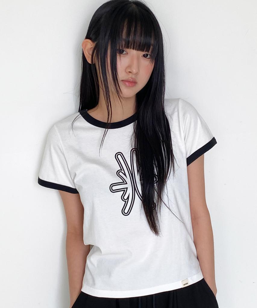 BOUNDARY Decalcomania Slim Fit Ringer T-Shirt [Ivory]