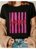 Doppeltes Blumenmuster Kurzarm-T-Shirt mit Vorder- und Rückseitenaufdrucken Love AMORE Aufdruck Rundhals Damen Lässiges Kurzarm-T