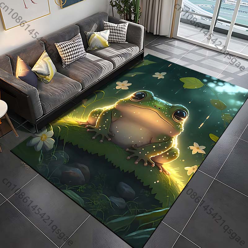 

1PC Glowing frog in natural setting Print Carpet Rug for Living Room Bedroom Sofa Doormat Home Decor Non-slip Floor Mat 40x60cm