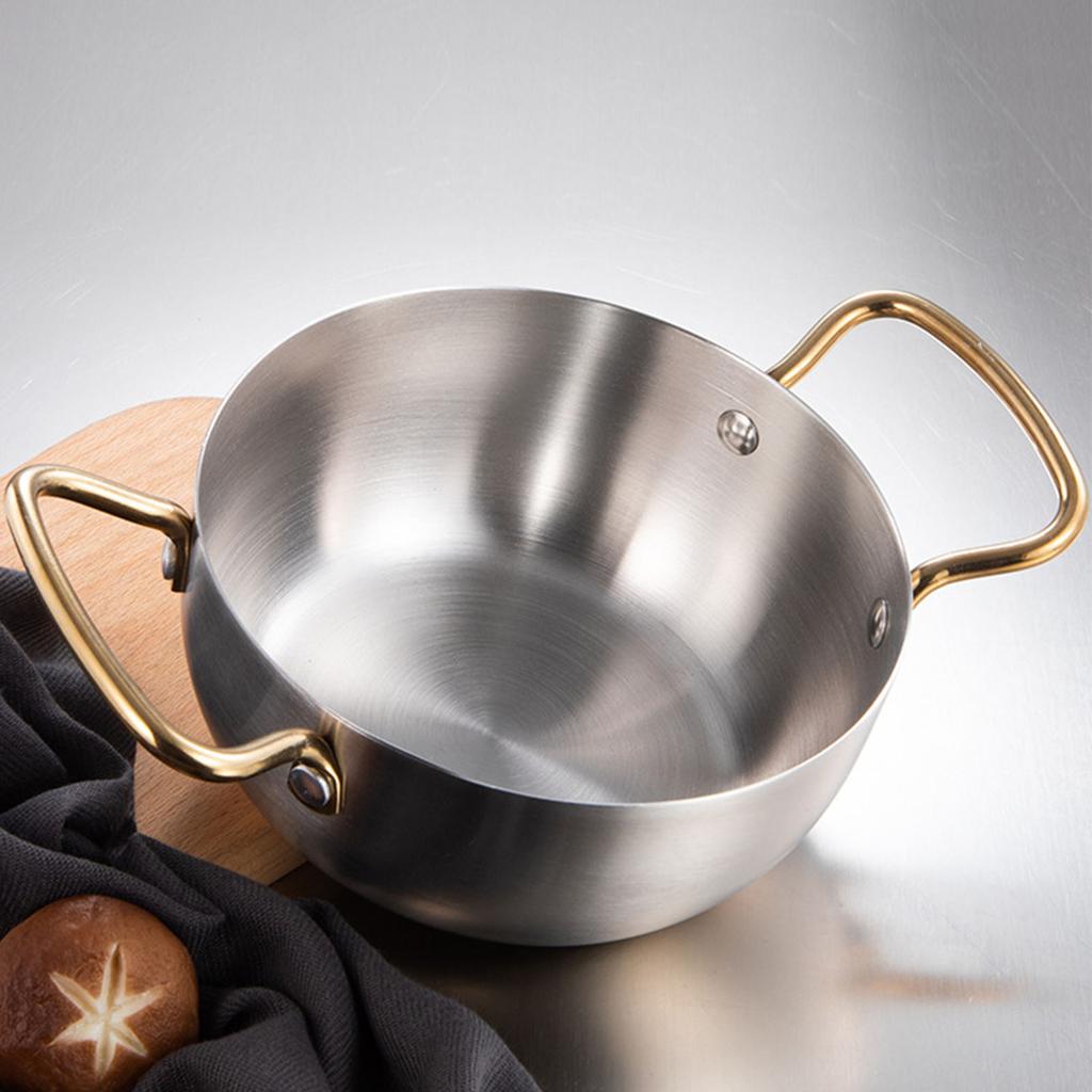 Korea Ramen Pot Stainless Steel Double Handle Fast Heating Ramen Noodle Cooking Pot for Induction Cooker