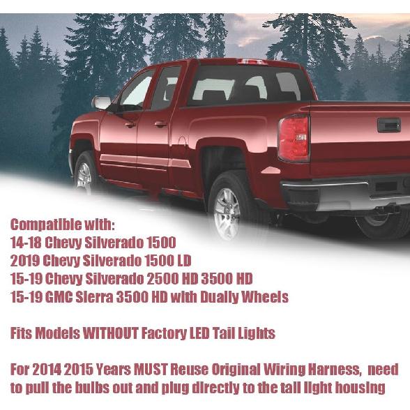 Rear Tail Lights Assembly Red Lens Left Driver Side Compatible With Chevy Silverado 1500 2014-2018/Fit Chevy Silverado 1500 Limited 2019