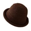 Solid color wool knitted bucket hat women's winter warm crimped hat versatile basin hat solid color bucket hat tide