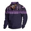 Men's Print Western Button Front Pullover Hoodie, Long Sleeve Sweatshirt