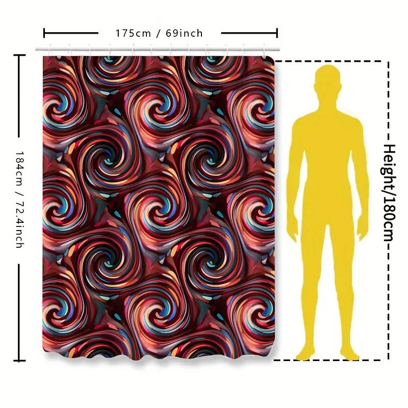 Luxury Bathroom Decorcolorful Swirl Printed Shower Curtain Set For Spa Bathrooms Waterproof, Mold-Resistant Durable Fabric With
