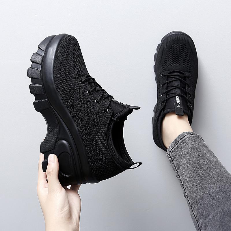 Fashion Women Platform Trainers Sneakers 8CM Heels Wedges Shoes Mesh Breathable Height Increased Outdoor Running Shoe Sneaker