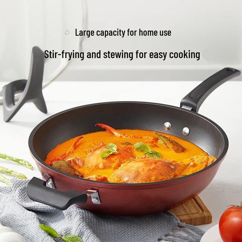 Midea 32см Сковорода вок с антипригарным покрытием и стоячей крышкой