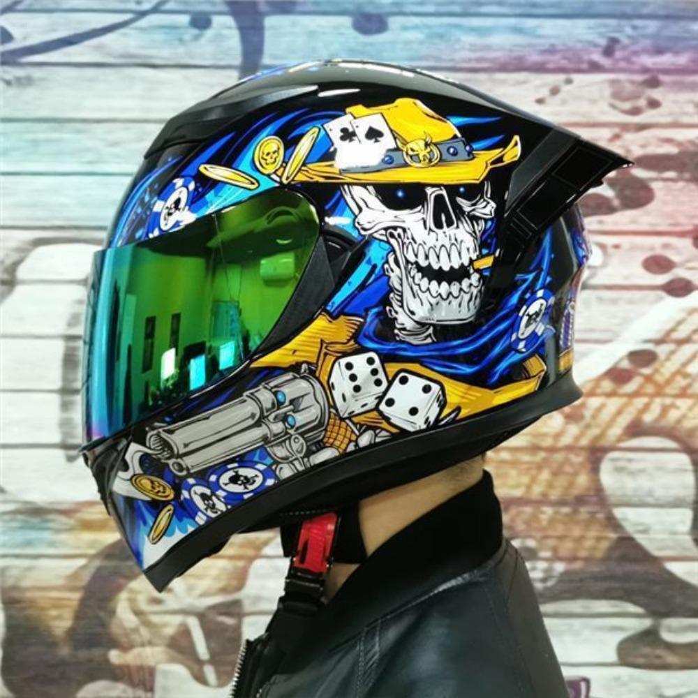 Jiekai Electric Motorcycle Helmet Men's and Women's Full Helmets Double Lenses Full Overlay Street Car Bluetooth Universal In All Seasons