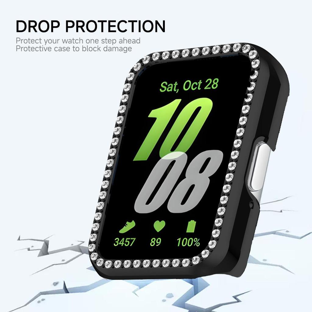 Bling PC Hollow Case For Samsung Galaxy Fit 3 Samrt Watch Strap Diamond Crystal Bumper Protective Cover Screen Protector Fit3