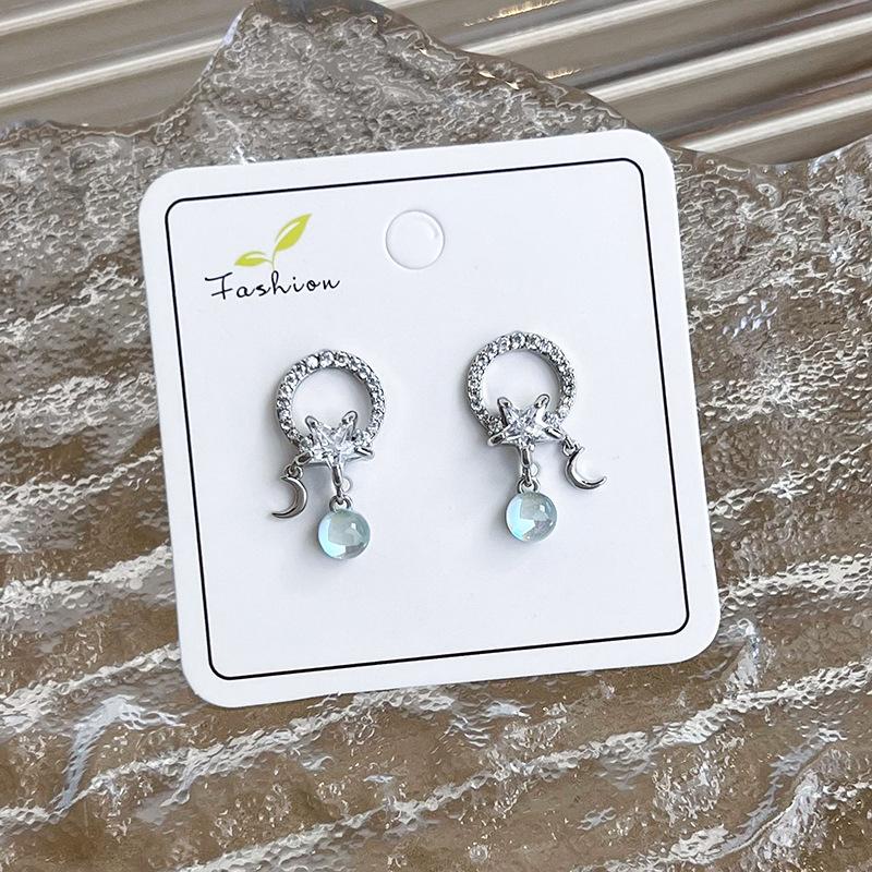 Fresh Light Blue Earrings Geometric Earrings Temperament Net Red Fashion Sense Studs New Fashion Woman