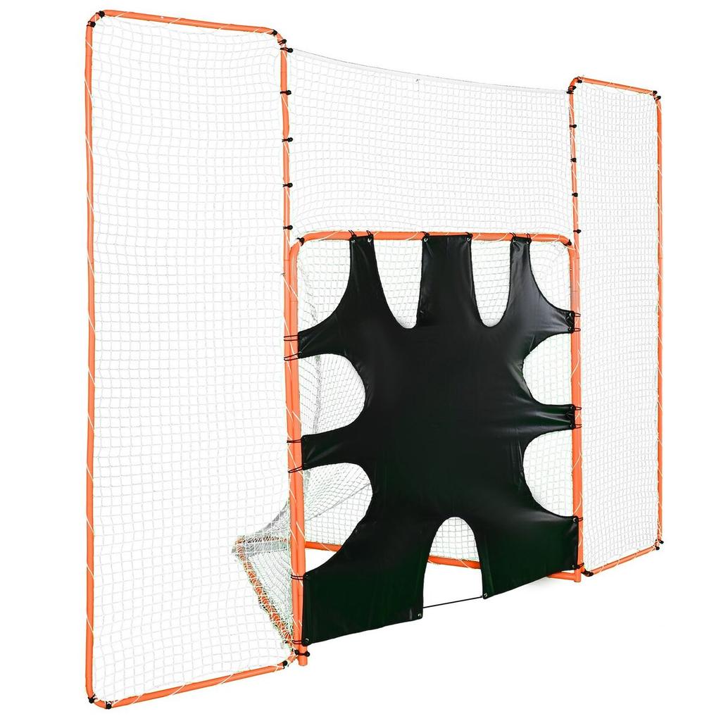 3-IN-1 Lacrosse Goal with Backstop and Target, 12' X 9' Lacrosse Net, Steel Frame Backyard Lacrosse Rebounder Equipment, Quick & Easy Setup Training
