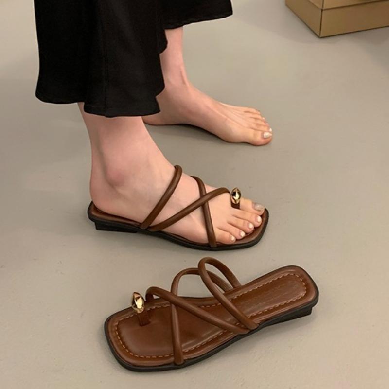 Fashion Fashion Women's Platform Sandals Summer 2024 Metal Decoration Cross Tied Square Toe Chunky Middle Heel Black Gold Silvery