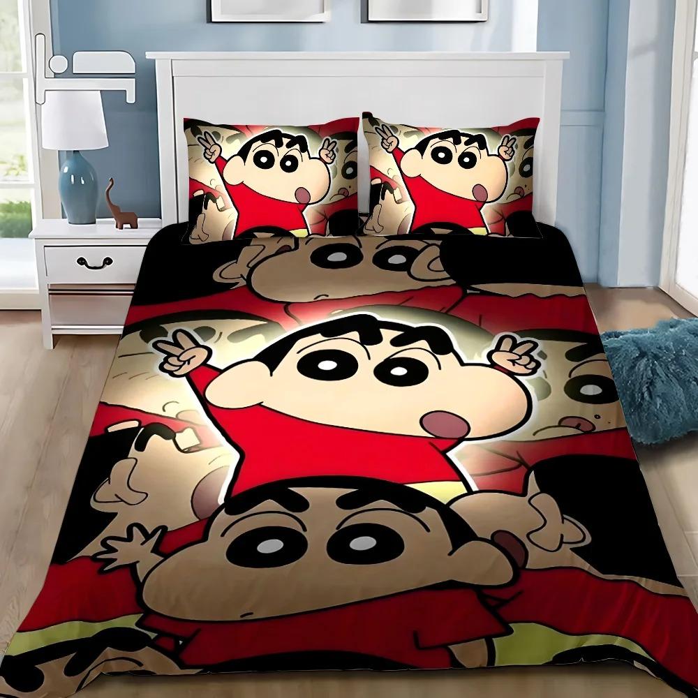Exquisite 3D Cartoon Wallpaper Shin-chanS Digital Printing Bedding Set Duvet Cover Comforter Bed Youth Kids Girl Boys Gift