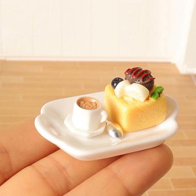 1:12 puppenhaus Nachmittagstee Kaffee Kuchen Dessert Kit Puppenhaus Simulation Lebensmittel Dekoration Puppenhaus Küche Zubehör