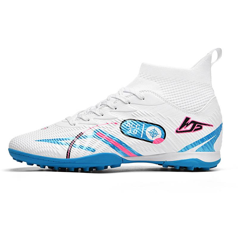 High-top football shoes tf broken nails artificial turf AG nails leather feet boys and girls children and adolescents students training shoes