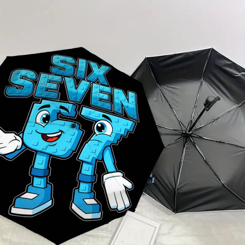 1PC Six Seven Feet Automatic Open/Close Umbrella with Windproof, 8-Rib Sturdy Canopy, Durable Ribs, Fashionable Design, Outdoor Accessory, Fun Prin, H