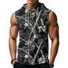 Men's Print Sleeveless Hoodie with Pockets and Drawstring - Casual Tank Top Vest for Outdoor Sports