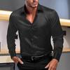 Men Glossy Dress Shirt Turndown Collar Button Down Shirt Long Sleeve Formal Shirt for Prom Party Dating Wedding