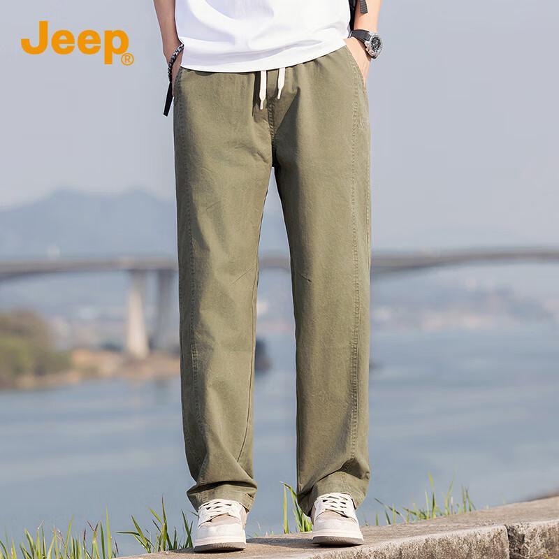 Jeep Men's Lightweight Cotton Straight-Leg Utility Casual Pants