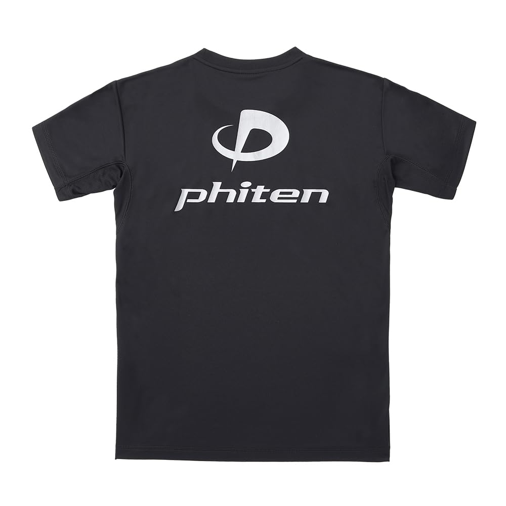 Phiten RAKU Size O T-Shirt, Black/Silver,