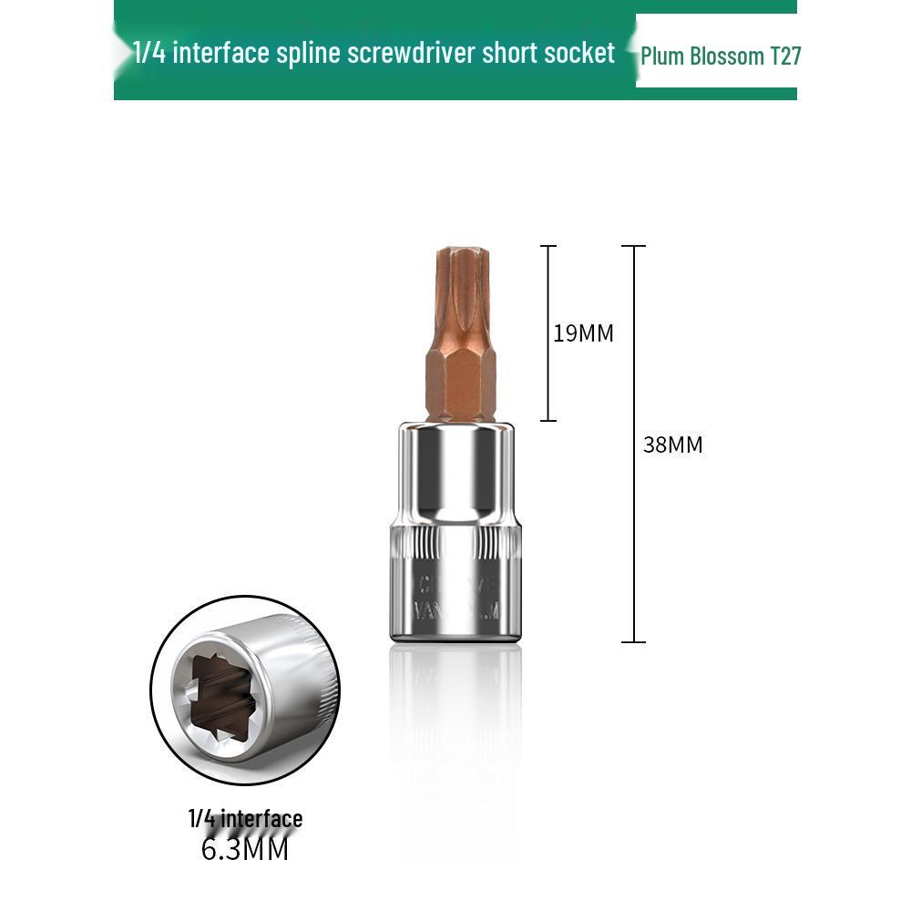 1/4" Small Fly Socket Bit Wrench with T8 Star, Inner Hex, Slotted, Rice Flower, Cross Screwdriver Heads