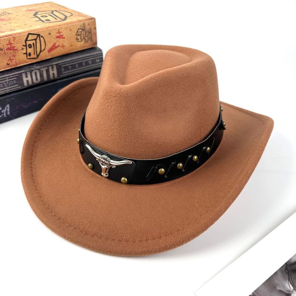 Cowboy Hat Western Cowboy Top Hat Tibetan Jazz Hat Travel Shade Big Brim Rolled Brim Hat