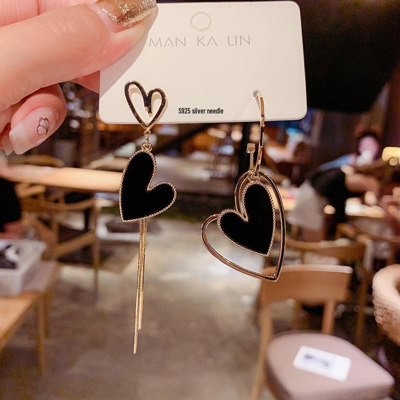 

Асимметричные серьги-кисточки в форме сердца - Модные висячие серьги в корейском стиле