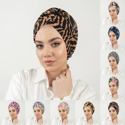 Indischer Hut Blumenmuster Muslimische Frauen Hijab-Kappe Turban Haube Kopftuch Haarausfall Kopfbedeckung
