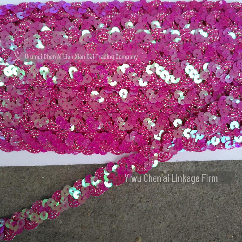 S-Shaped Sequin Lace Beads with 1.5CM Gold and Silver Ribbon for Clothing and Stage Accessories